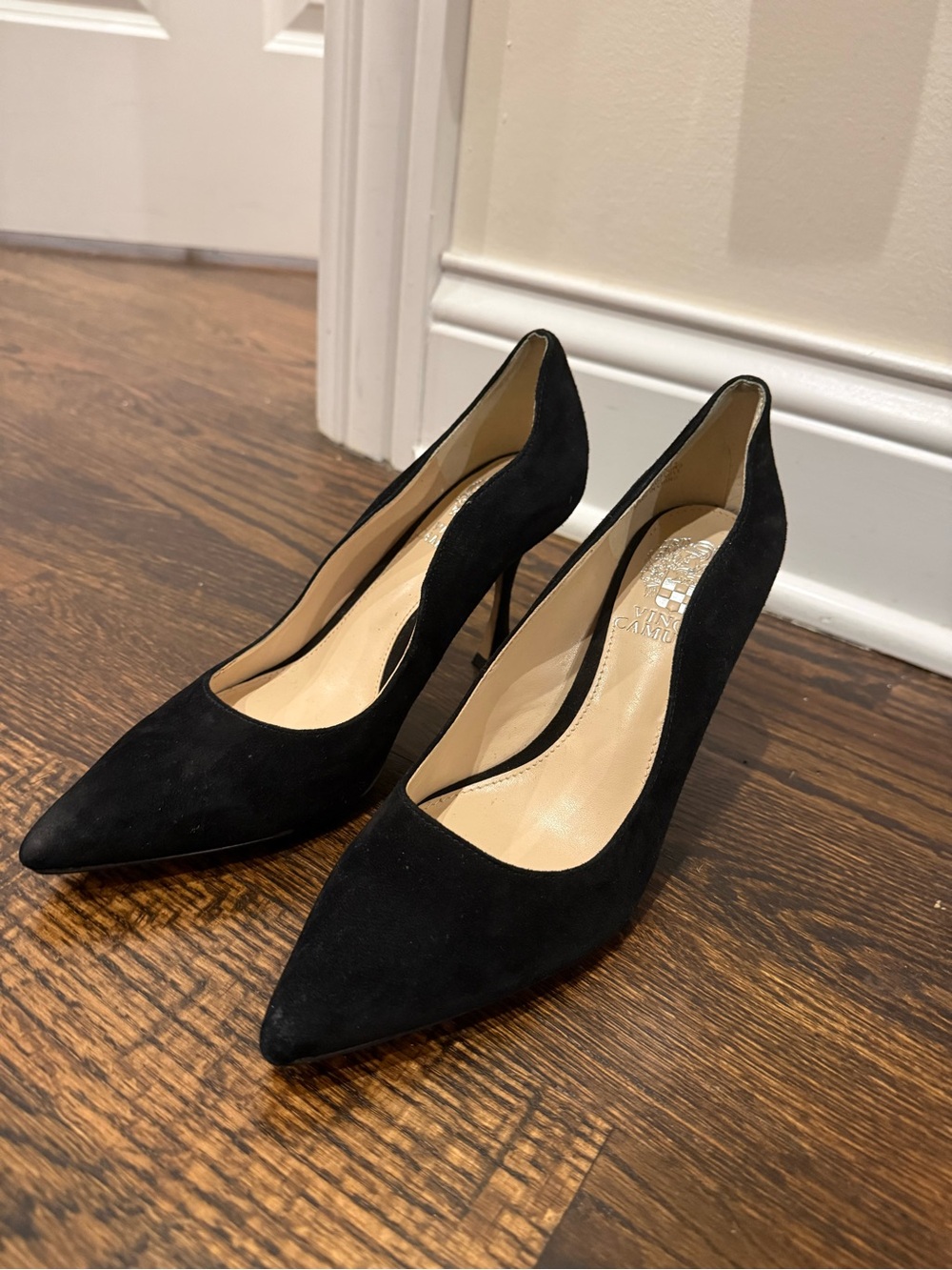 Vince Camuto Black Suede Pointed-Toe Stiletto Pumps